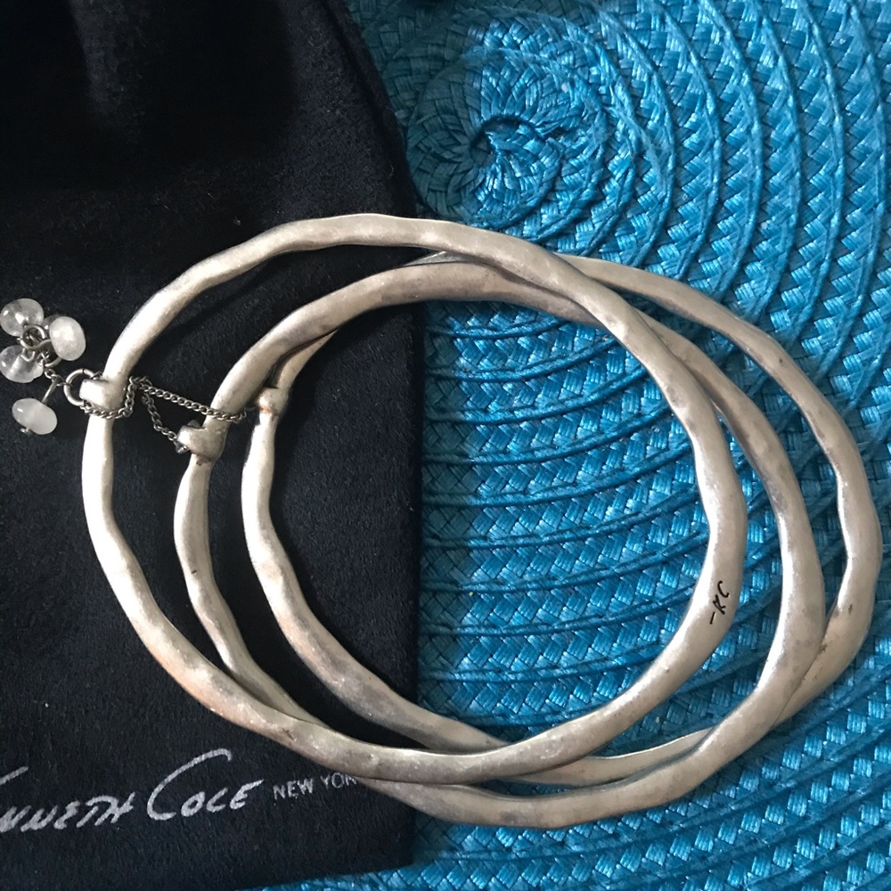 Kenneth Cole triple band bangle w/ natural stones
